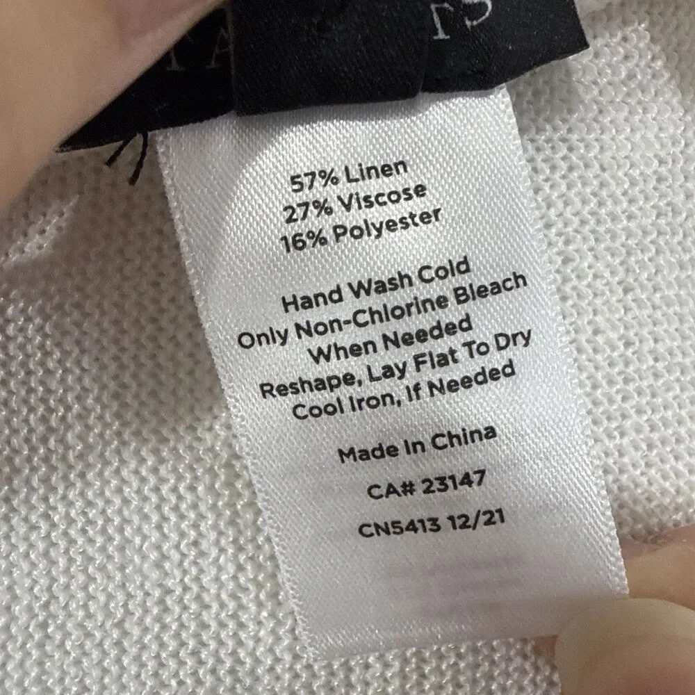 Talbots White Linen Blend Lightweight Shawl Poncho Wrap Women’s Sz M/L Coastal